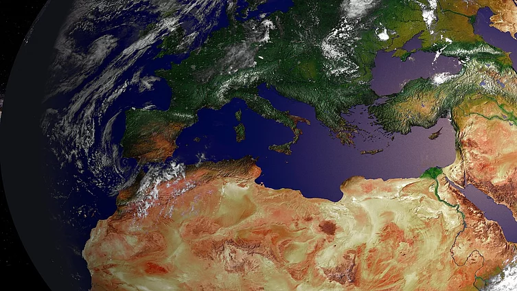 Blick vom Weltall auf das Mittelmeer und seine Anrainerstaaten